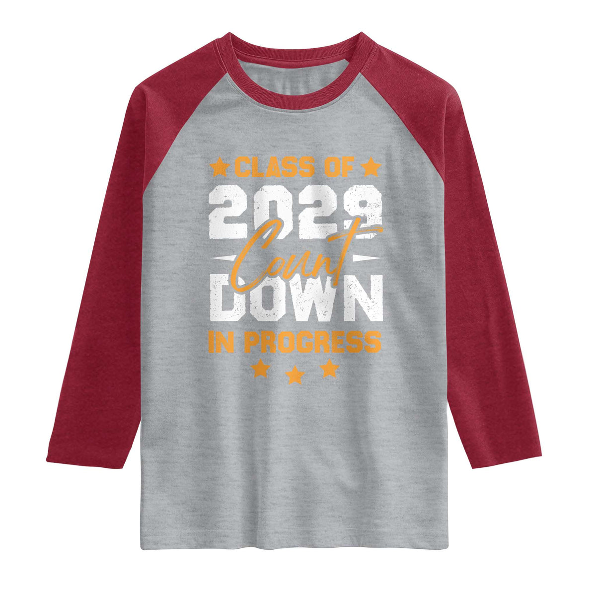 Class Of 2029 Count Down Graduating Raglan Shirt TS10 Heather Gray Heather Red Print Your Wear