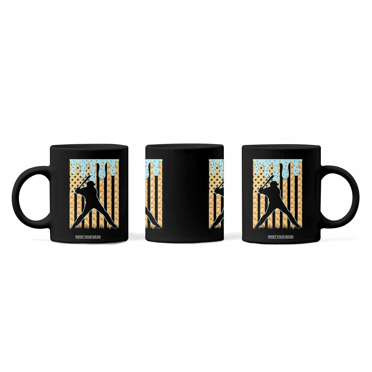 Baseball Drip Coffee Mug Dripping Ice Cream Sprinkles American Flag Boys TS10 Print Your Wear