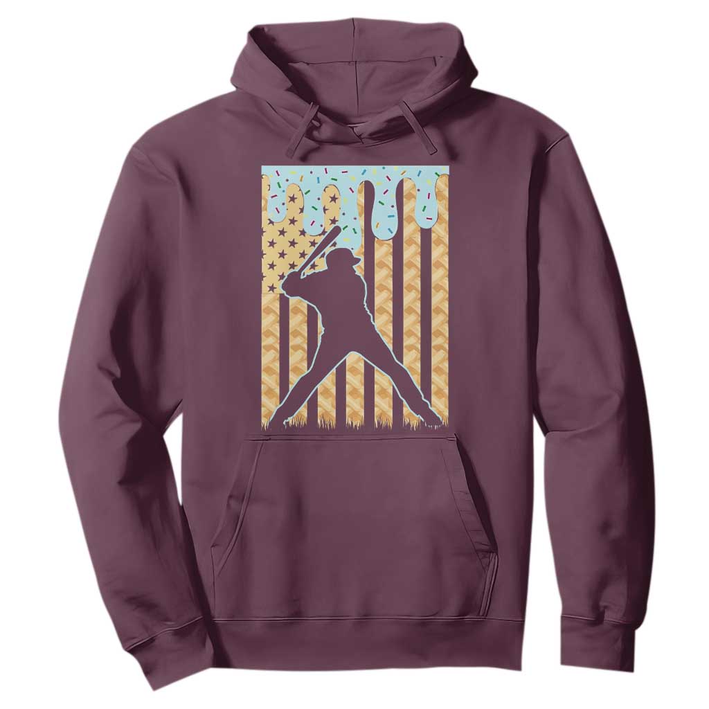 Baseball Drip Hoodie Dripping Ice Cream Sprinkles American Flag Boys TS10 Maroon Print Your Wear