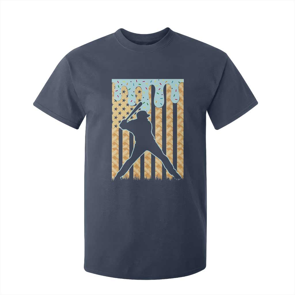 Baseball Drip T Shirt For Kid Dripping Ice Cream Sprinkles American Flag Boys TS10 Navy Print Your Wear