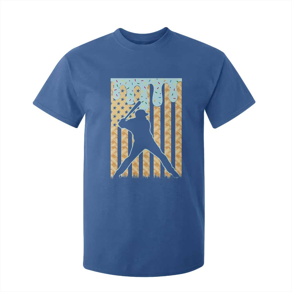 Baseball Drip T Shirt For Kid Dripping Ice Cream Sprinkles American Flag Boys TS10 Royal Blue Print Your Wear