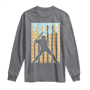 Baseball Drip Long Sleeve Shirt Dripping Ice Cream Sprinkles American Flag Boys TS10 Charcoal Print Your Wear