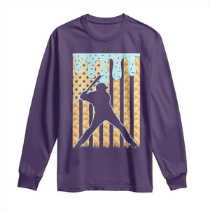Baseball Drip Long Sleeve Shirt Dripping Ice Cream Sprinkles American Flag Boys TS10 Purple Print Your Wear
