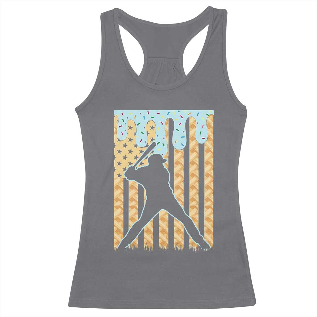 Baseball Drip Racerback Tank Top Dripping Ice Cream Sprinkles American Flag Boys TS10 Charcoal Print Your Wear