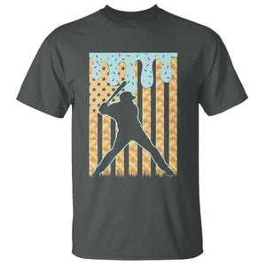 Baseball Drip T Shirt Dripping Ice Cream Sprinkles American Flag Boys TS10 Dark Heather Print Your Wear