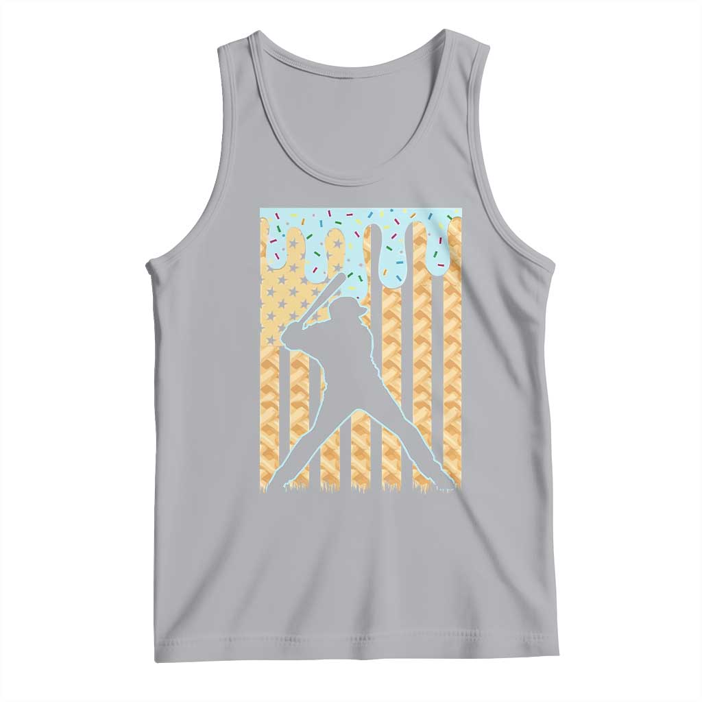 Baseball Drip Tank Top Dripping Ice Cream Sprinkles American Flag Boys TS10 Athletic Heather Print Your Wear