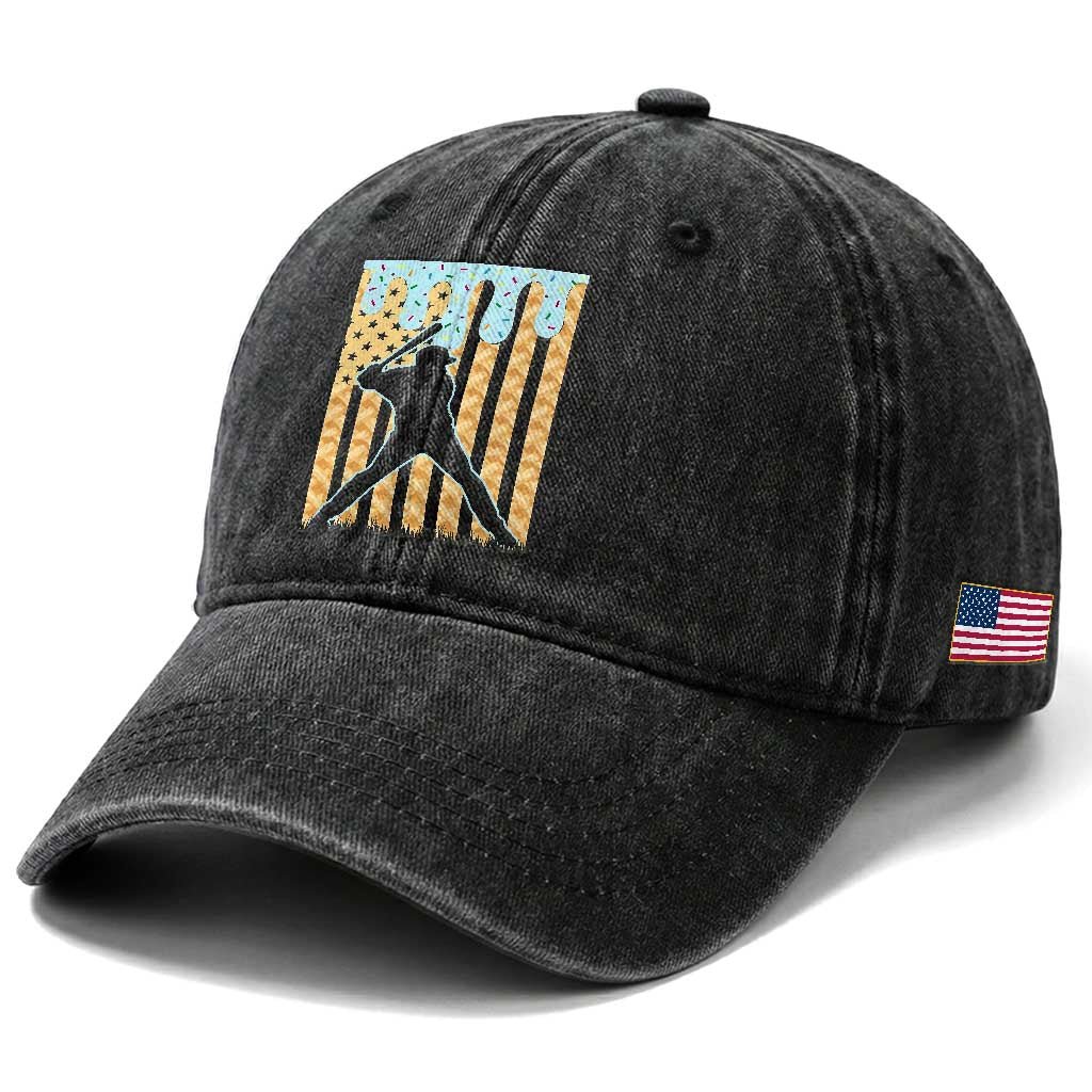Baseball Drip Washed Cotton Baseball Cap Dripping Ice Cream Sprinkles American Flag Boys TS10 Print Your Wear
