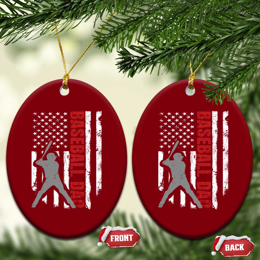 Baseball Dad Ceramic Ornament Retro US Flag Fathers Day Baseball Player TS10 Print Your Wear