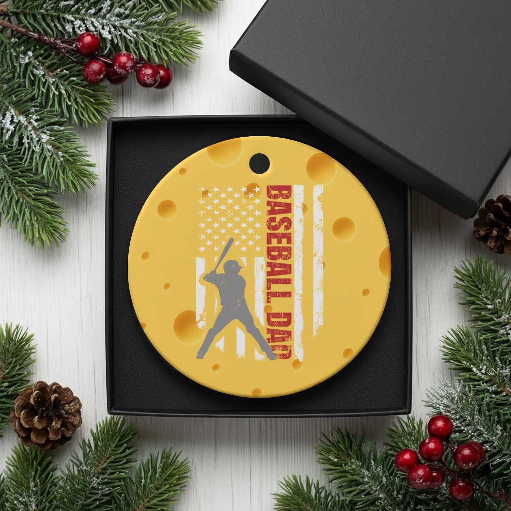 Baseball Dad Ceramic Ornament Retro US Flag Fathers Day Baseball Player TS10 1pc Yellow Cheese Print Your Wear