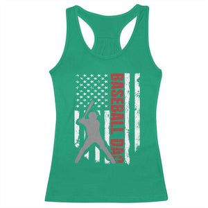Baseball Dad Racerback Tank Top Retro US Flag Fathers Day Baseball Player TS10 Irish Green Print Your Wear