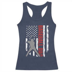 Baseball Dad Racerback Tank Top Retro US Flag Fathers Day Baseball Player TS10 Navy Print Your Wear