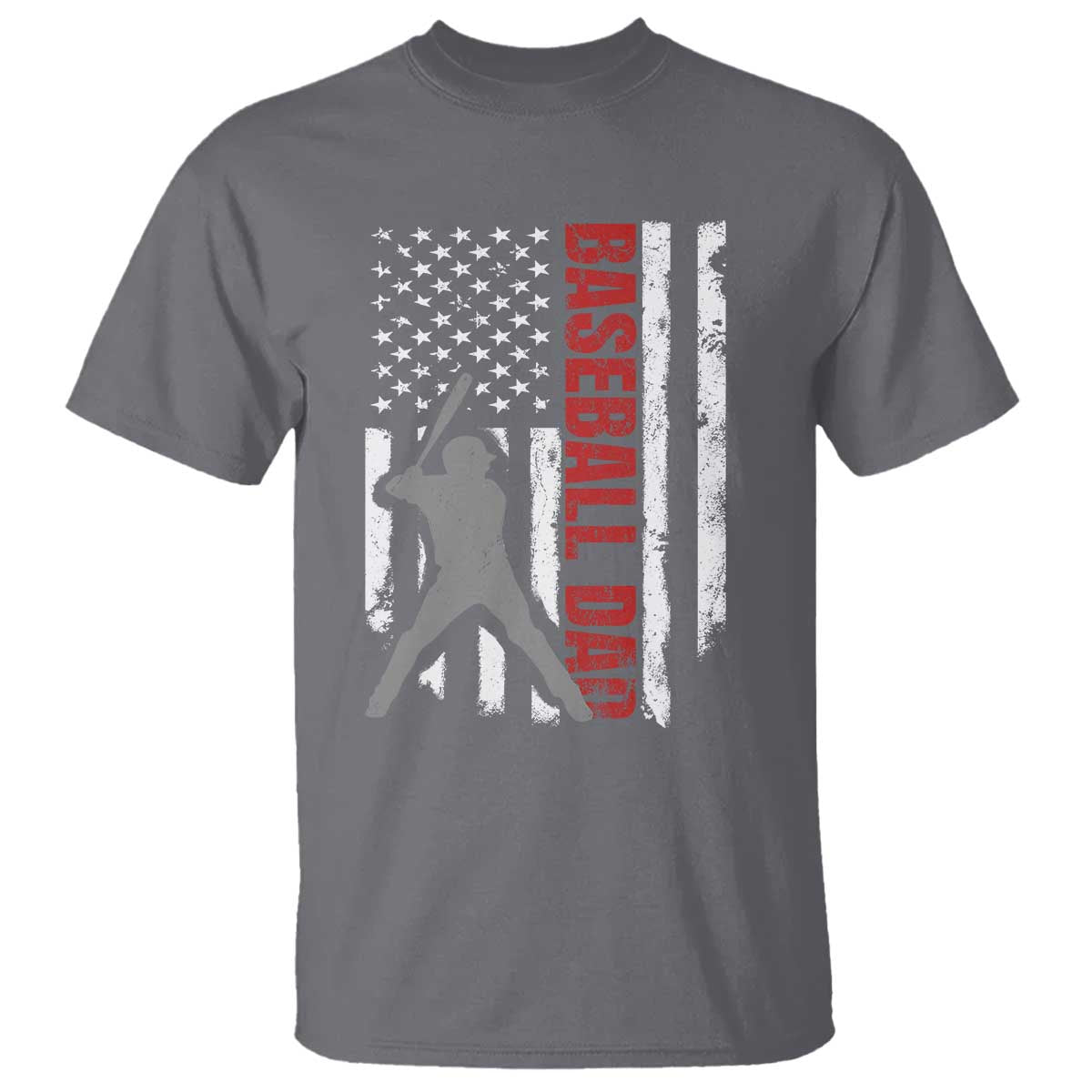 Baseball Dad T Shirt Retro US Flag Fathers Day Baseball Player TS10 Charcoal Print Your Wear
