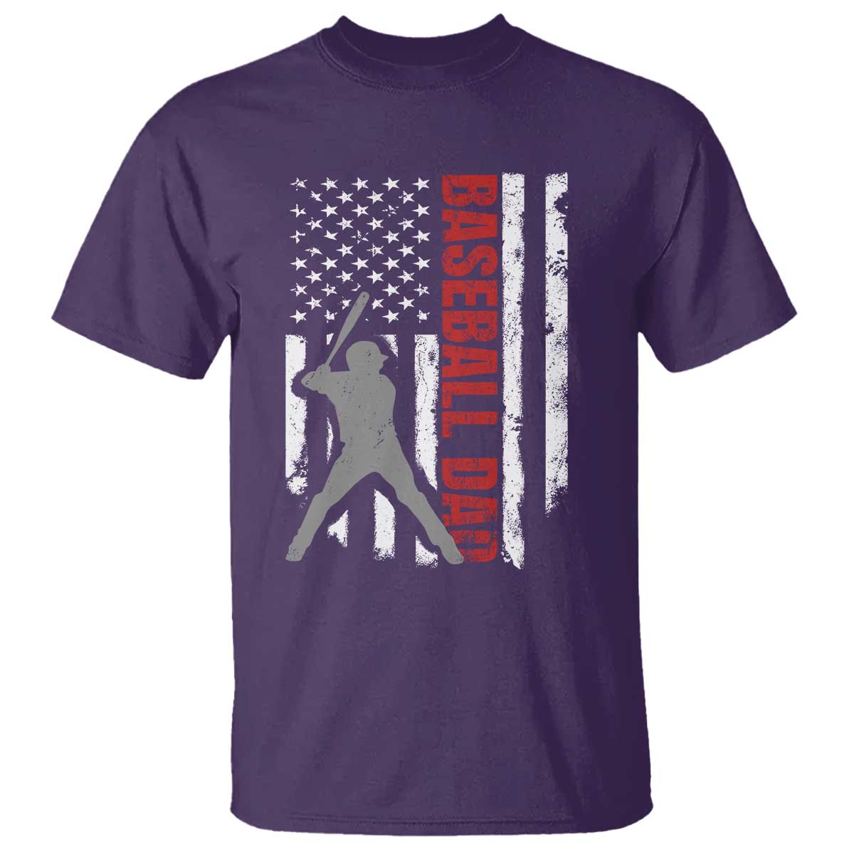 Baseball Dad T Shirt Retro US Flag Fathers Day Baseball Player TS10 Purple Print Your Wear