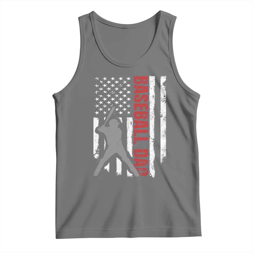 Baseball Dad Tank Top Retro US Flag Fathers Day Baseball Player TS10 Black Heather Print Your Wear