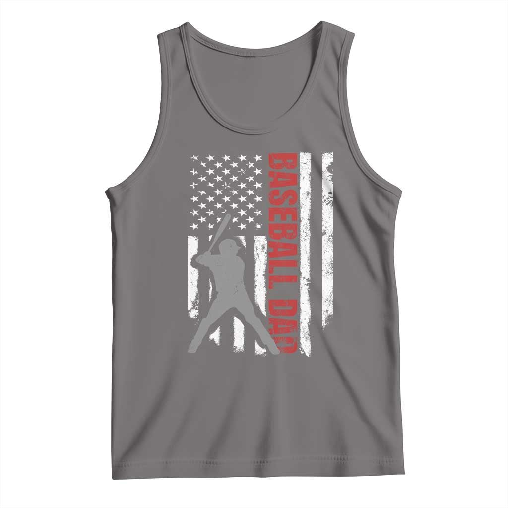 Baseball Dad Tank Top Retro US Flag Fathers Day Baseball Player TS10 Deep Heather Print Your Wear
