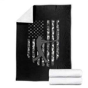 Camo US Flag Baseball Player Throw Blanket Retro Camouflage American Flag Patriotic TS10 Black Print Your Wear
