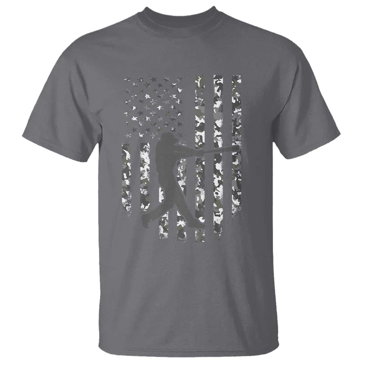 Camo US Flag Baseball Player T Shirt Retro Camouflage American Flag Patriotic TS10 Charcoal Print Your Wear