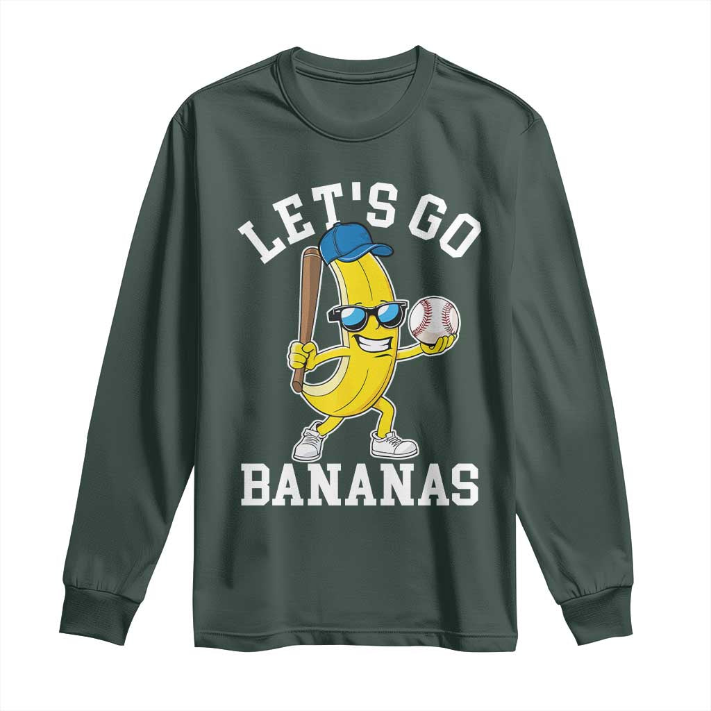 Funny Banana Long Sleeve Shirt Lets Go Bananas TS10 Dark Forest Green Print Your Wear