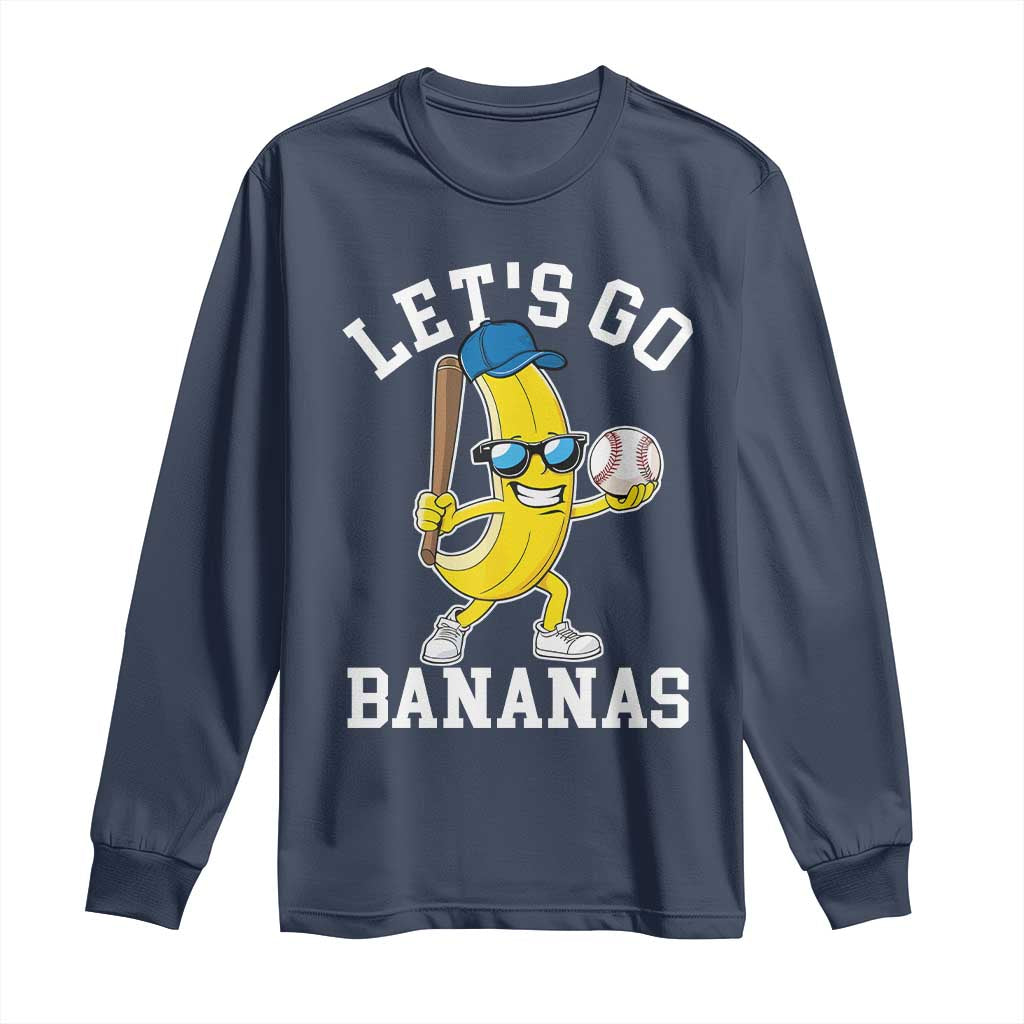 Funny Banana Long Sleeve Shirt Lets Go Bananas TS10 Navy Print Your Wear