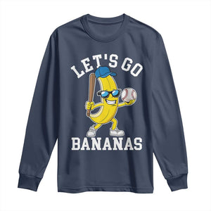 Funny Banana Long Sleeve Shirt Lets Go Bananas TS10 Navy Print Your Wear
