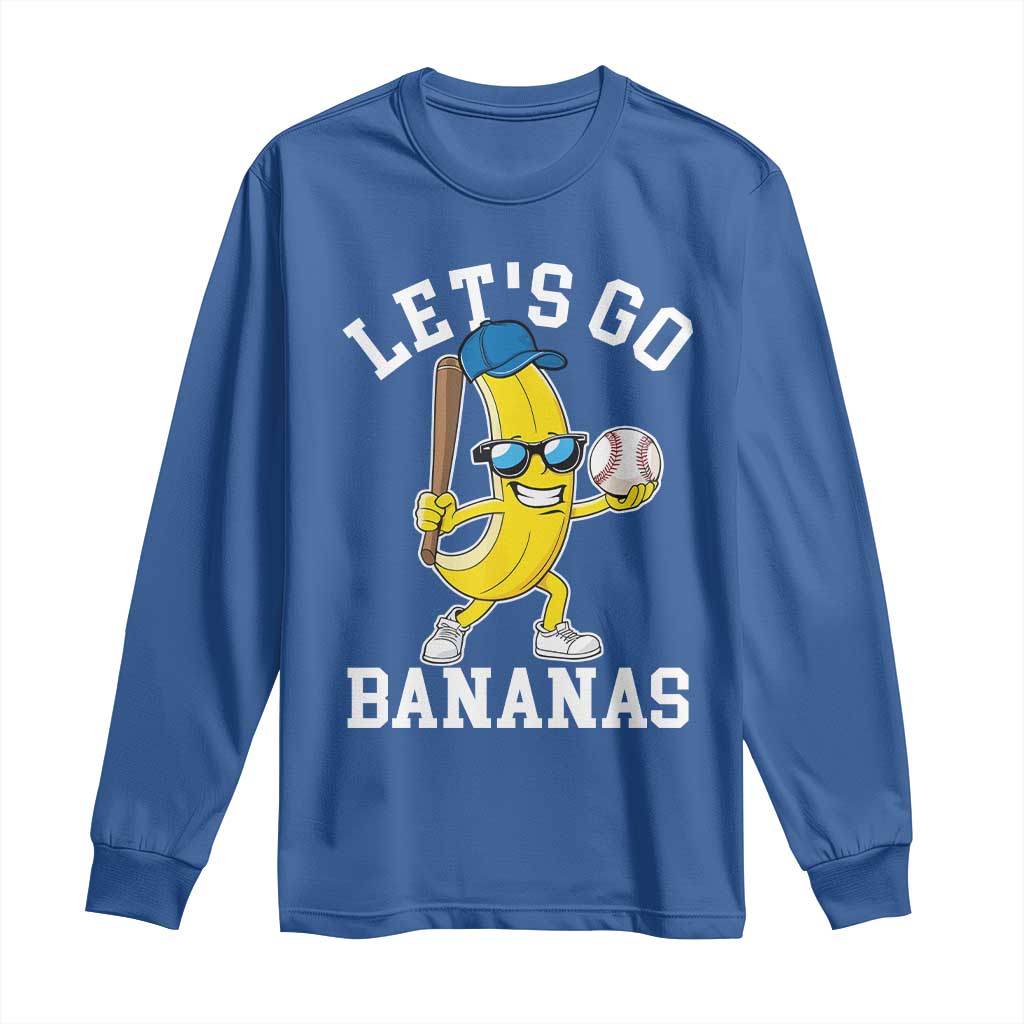 Funny Banana Long Sleeve Shirt Lets Go Bananas TS10 Royal Blue Print Your Wear