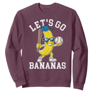 Funny Banana Sweatshirt Lets Go Bananas TS10 Maroon Print Your Wear