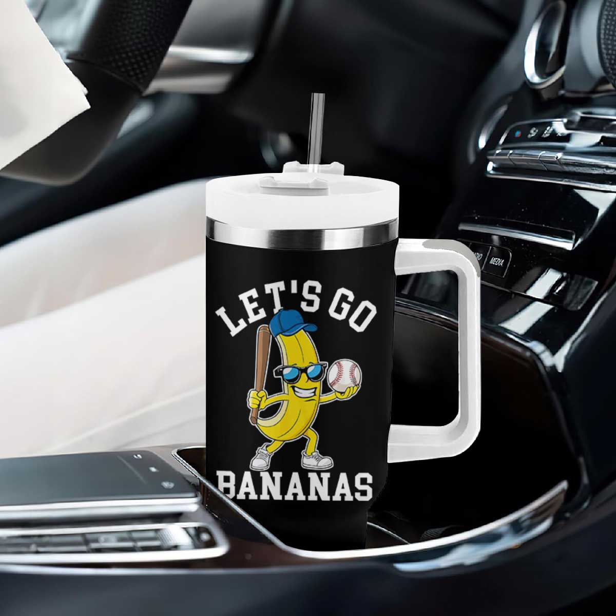 Funny Banana Tumbler With Handle Lets Go Bananas TS10 Print Your Wear