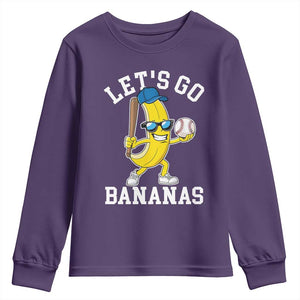 Funny Banana Youth Sweatshirt Lets Go Bananas TS10 Purple Print Your Wear