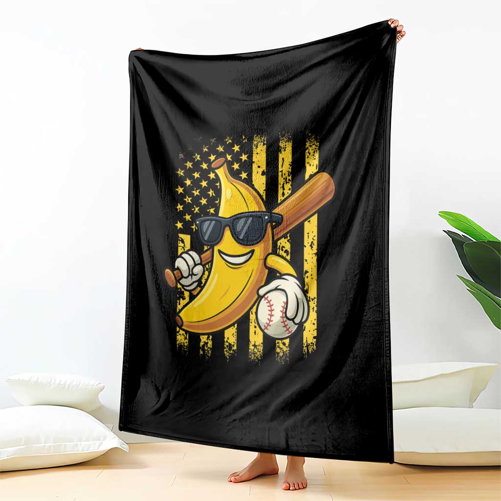 Retro Bananas Throw Blanket Vintage American Flag Banana Lover TS10 Print Your Wear