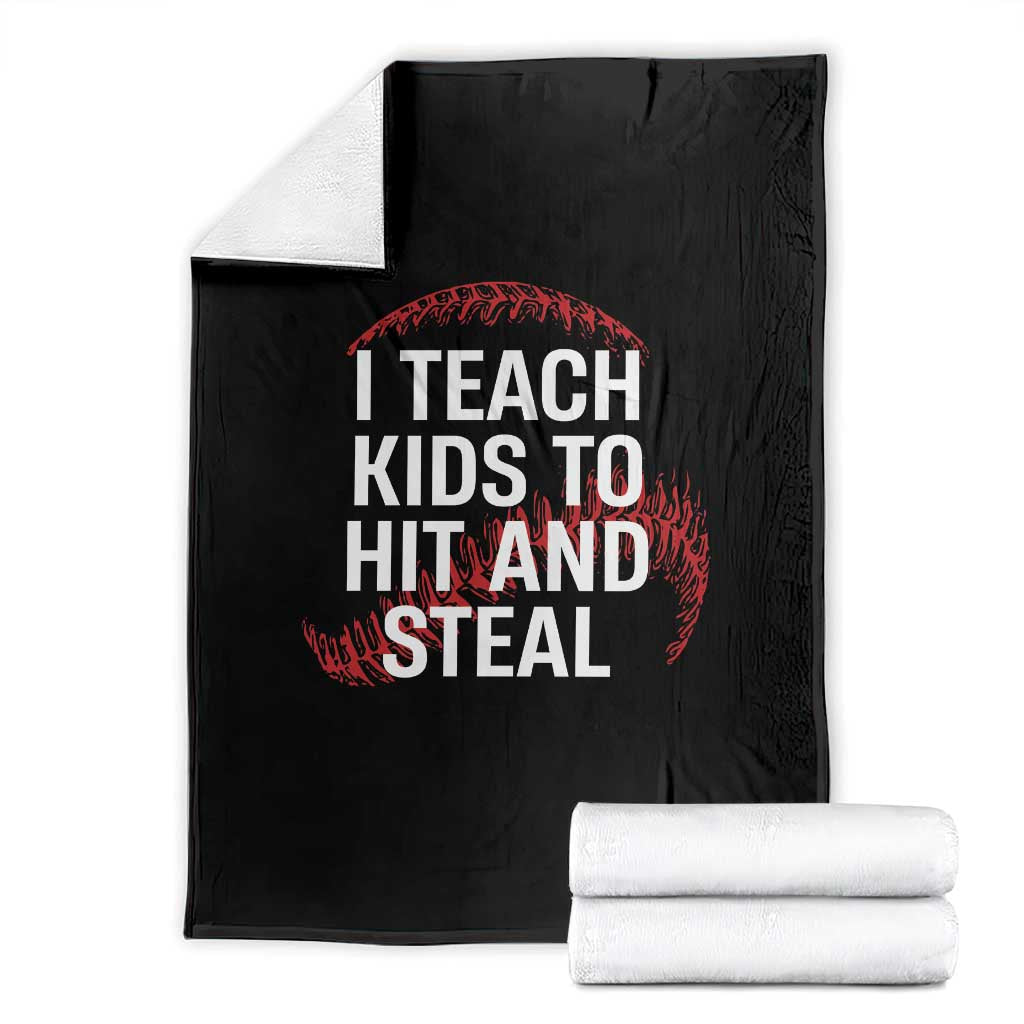 Baseball Coach Throw Blanket I Teach Kids To Hit And Steal TS10 Black Print Your Wear
