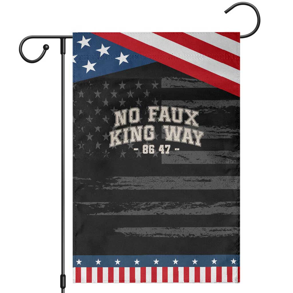 Snarky No Kings In America Garden Flag No Faux King Way 86 47 Vintage Retro TS10 Distressed Black Blue Print Your Wear