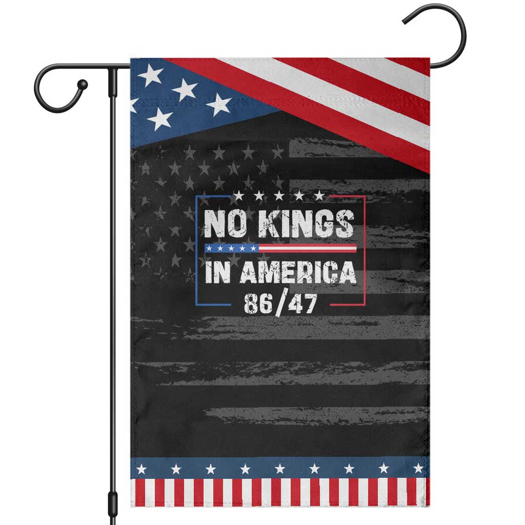 No Kings in America Garden Flag 86 47 Impeach 47 TS10 Distressed Black Blue Print Your Wear