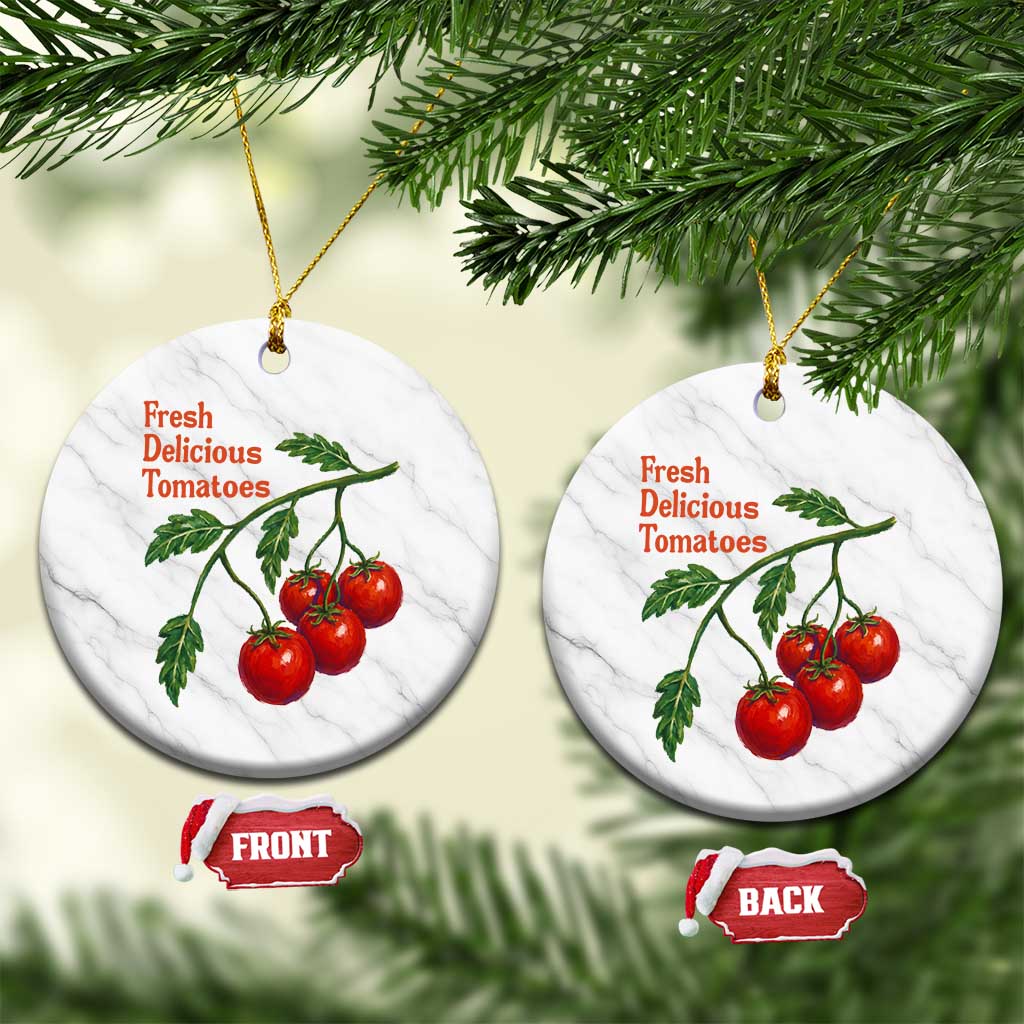 Subtle FDT Ceramic Ornament Fresh Delicious Tomatoes Retro Tomato Vine Graphic Political Humor TS10 1pc White Marble Print Your Wear