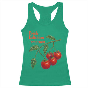 Subtle FDT Racerback Tank Top Fresh Delicious Tomatoes Retro Tomato Vine Graphic Political Humor TS10 Irish Green Print Your Wear