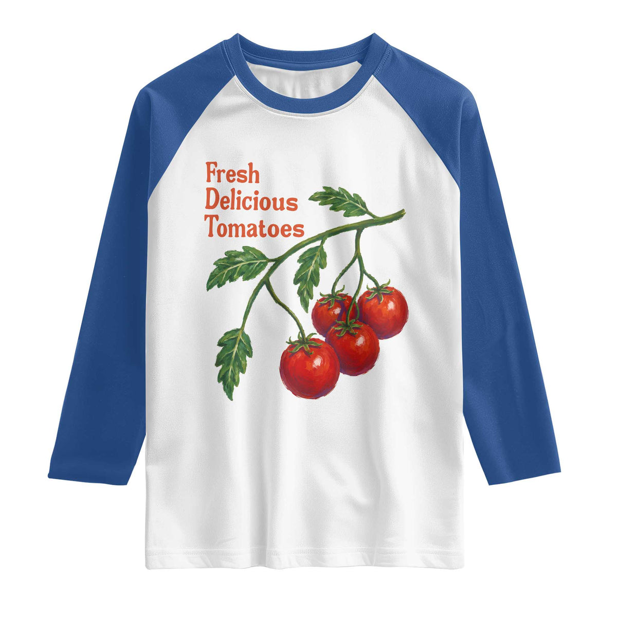 Subtle FDT Raglan Shirt Fresh Delicious Tomatoes Retro Tomato Vine Graphic Political Humor TS10 White Royal Print Your Wear