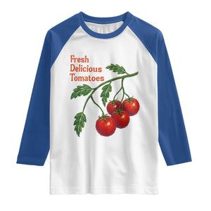 Subtle FDT Raglan Shirt Fresh Delicious Tomatoes Retro Tomato Vine Graphic Political Humor TS10 White Royal Print Your Wear