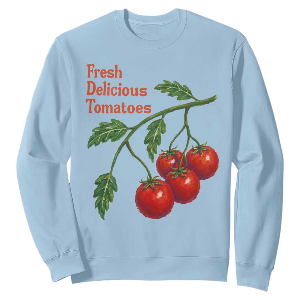 Subtle FDT Sweatshirt Fresh Delicious Tomatoes Retro Tomato Vine Graphic Political Humor TS10 Light Blue Print Your Wear