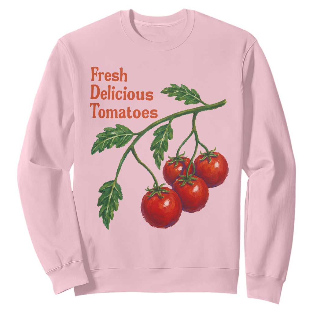 Subtle FDT Sweatshirt Fresh Delicious Tomatoes Retro Tomato Vine Graphic Political Humor TS10 Light Pink Print Your Wear