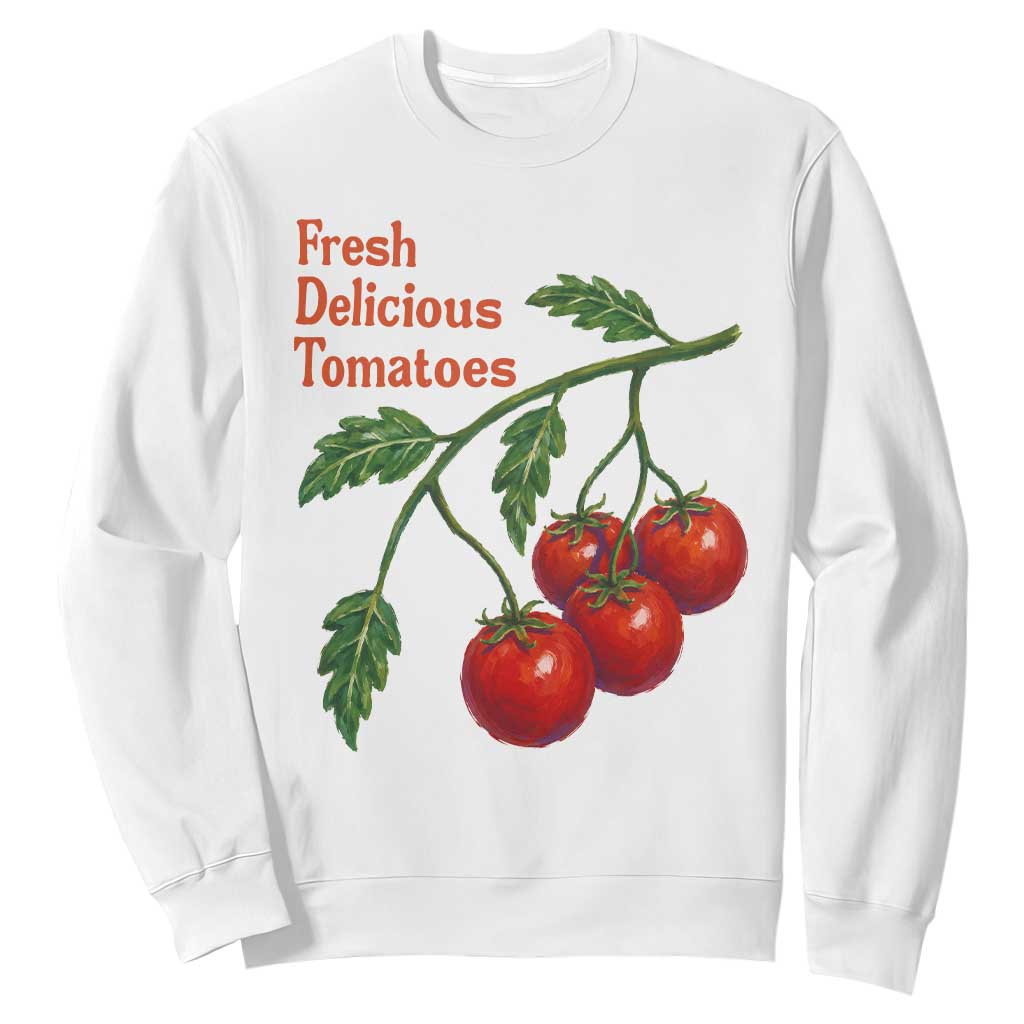 Subtle FDT Sweatshirt Fresh Delicious Tomatoes Retro Tomato Vine Graphic Political Humor TS10 White Print Your Wear