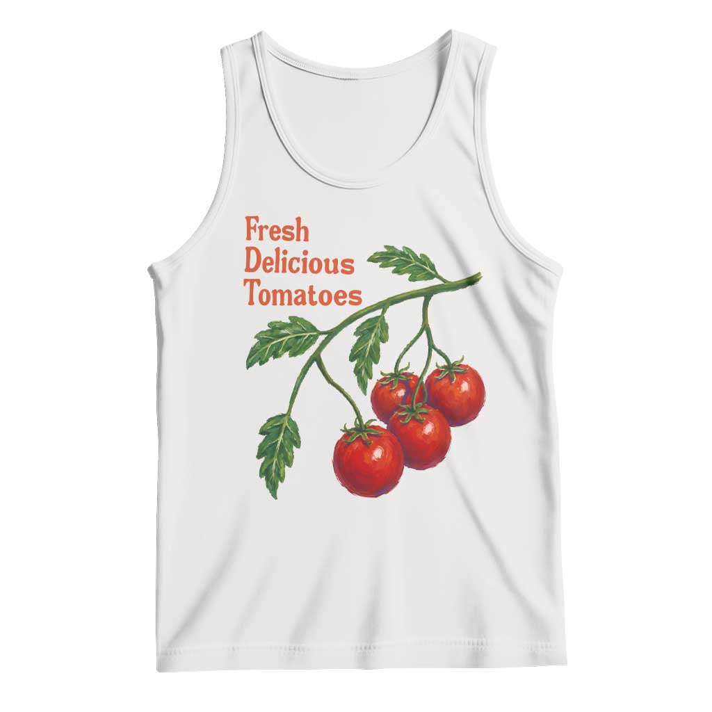 Subtle FDT Tank Top Fresh Delicious Tomatoes Retro Tomato Vine Graphic Political Humor TS10 White Print Your Wear