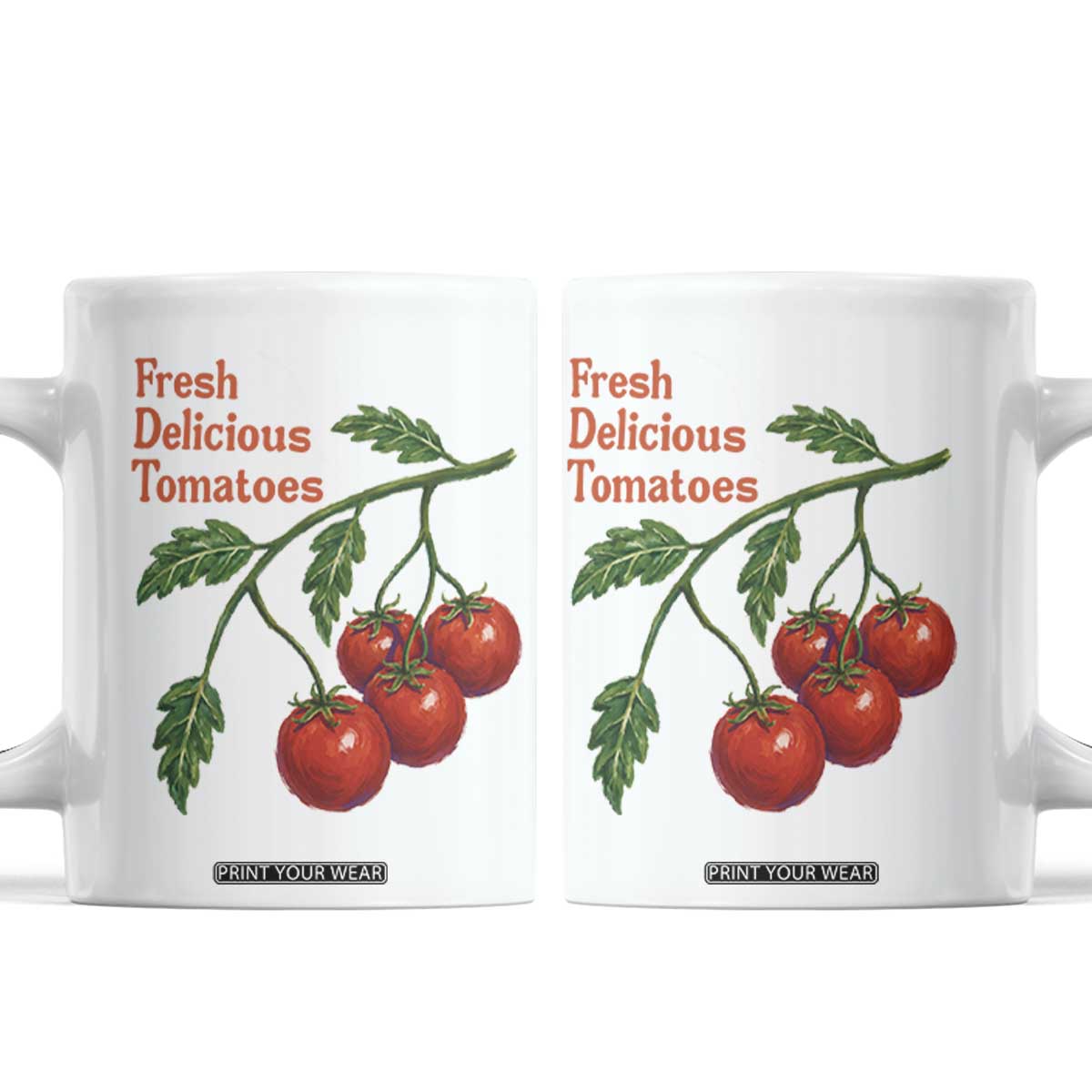 Subtle FDT Coffee Mug Fresh Delicious Tomatoes Retro Tomato Vine Graphic Political Humor TS10 White Print Your Wear