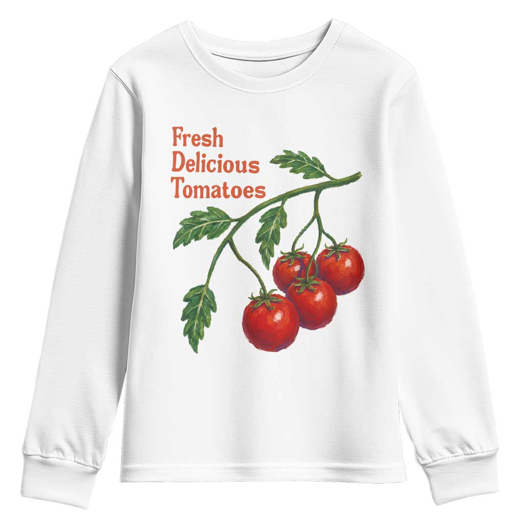 Subtle FDT Youth Sweatshirt Fresh Delicious Tomatoes Retro Tomato Vine Graphic Political Humor TS10 White Print Your Wear