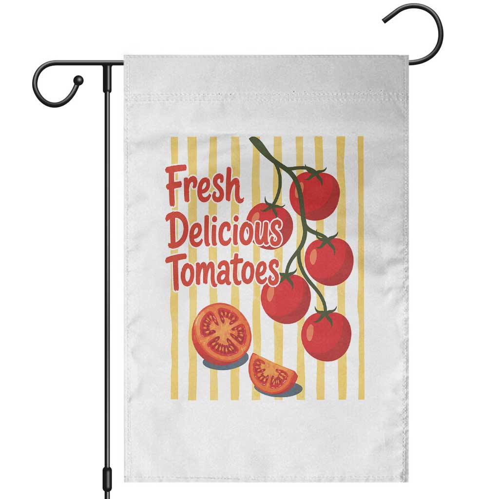 Subtle FDT Garden Flag Fresh Delicious Tomatoes Striped Retro Vintage 80s Subtle FDT TS10 White Print Your Wear