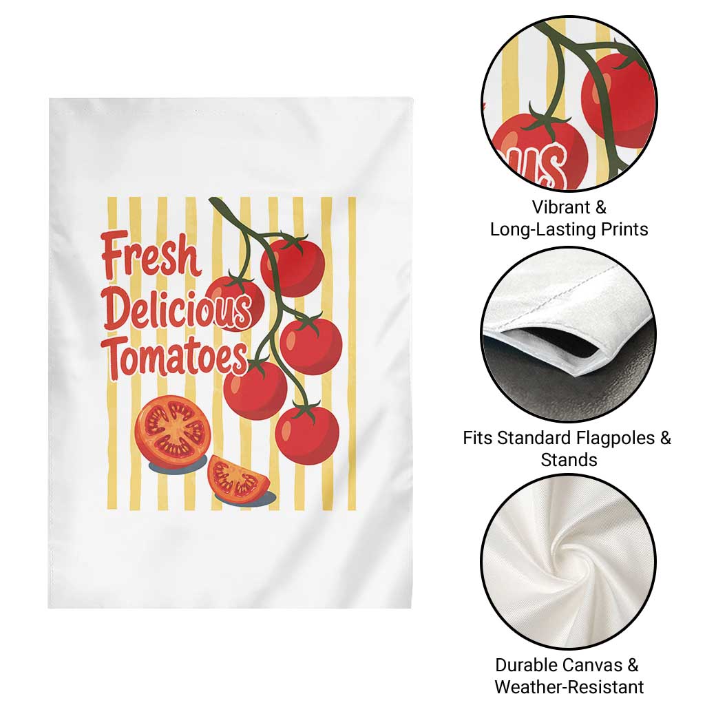 Subtle FDT Garden Flag Fresh Delicious Tomatoes Striped Retro Vintage 80s Subtle FDT TS10 Print Your Wear