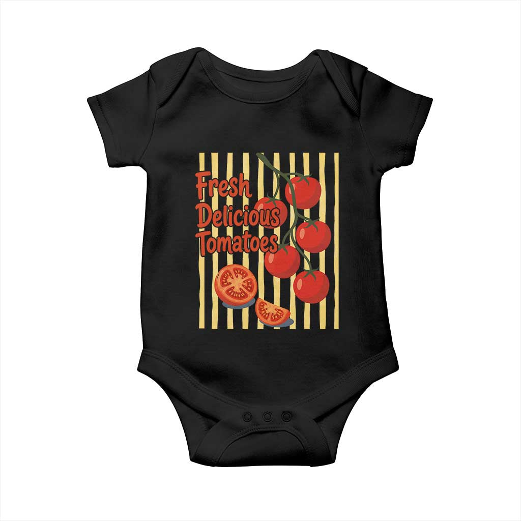Subtle FDT Baby Onesie Fresh Delicious Tomatoes Striped Retro Vintage 80s Subtle FDT TS10 Black Print Your Wear