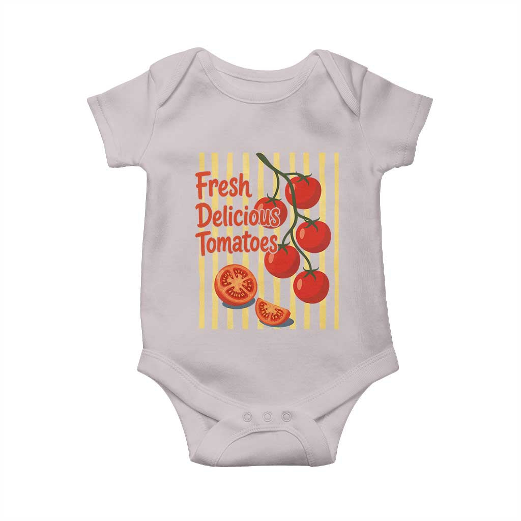 Subtle FDT Baby Onesie Fresh Delicious Tomatoes Striped Retro Vintage 80s Subtle FDT TS10 Ice Gray Print Your Wear