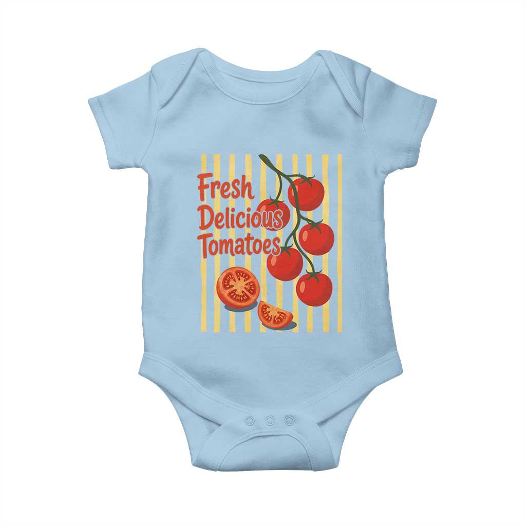 Subtle FDT Baby Onesie Fresh Delicious Tomatoes Striped Retro Vintage 80s Subtle FDT TS10 Light Blue Print Your Wear