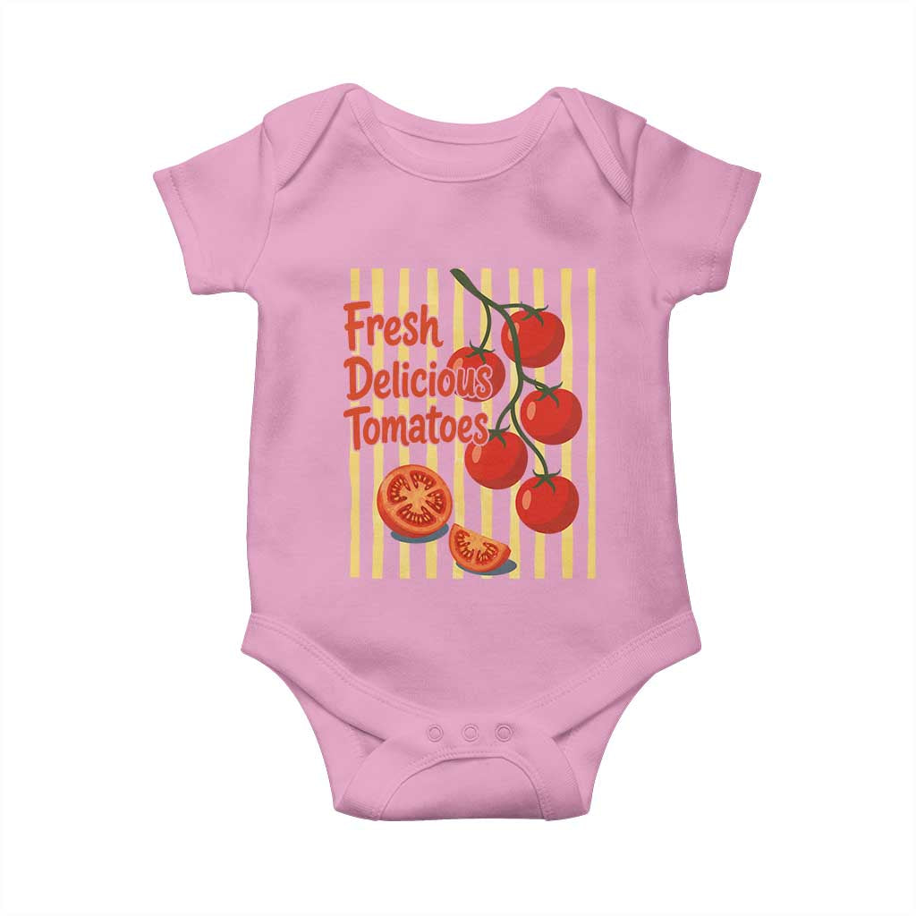 Subtle FDT Baby Onesie Fresh Delicious Tomatoes Striped Retro Vintage 80s Subtle FDT TS10 Light Pink Print Your Wear