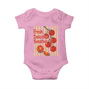 Subtle FDT Baby Onesie Fresh Delicious Tomatoes Striped Retro Vintage 80s Subtle FDT TS10 Light Pink Print Your Wear