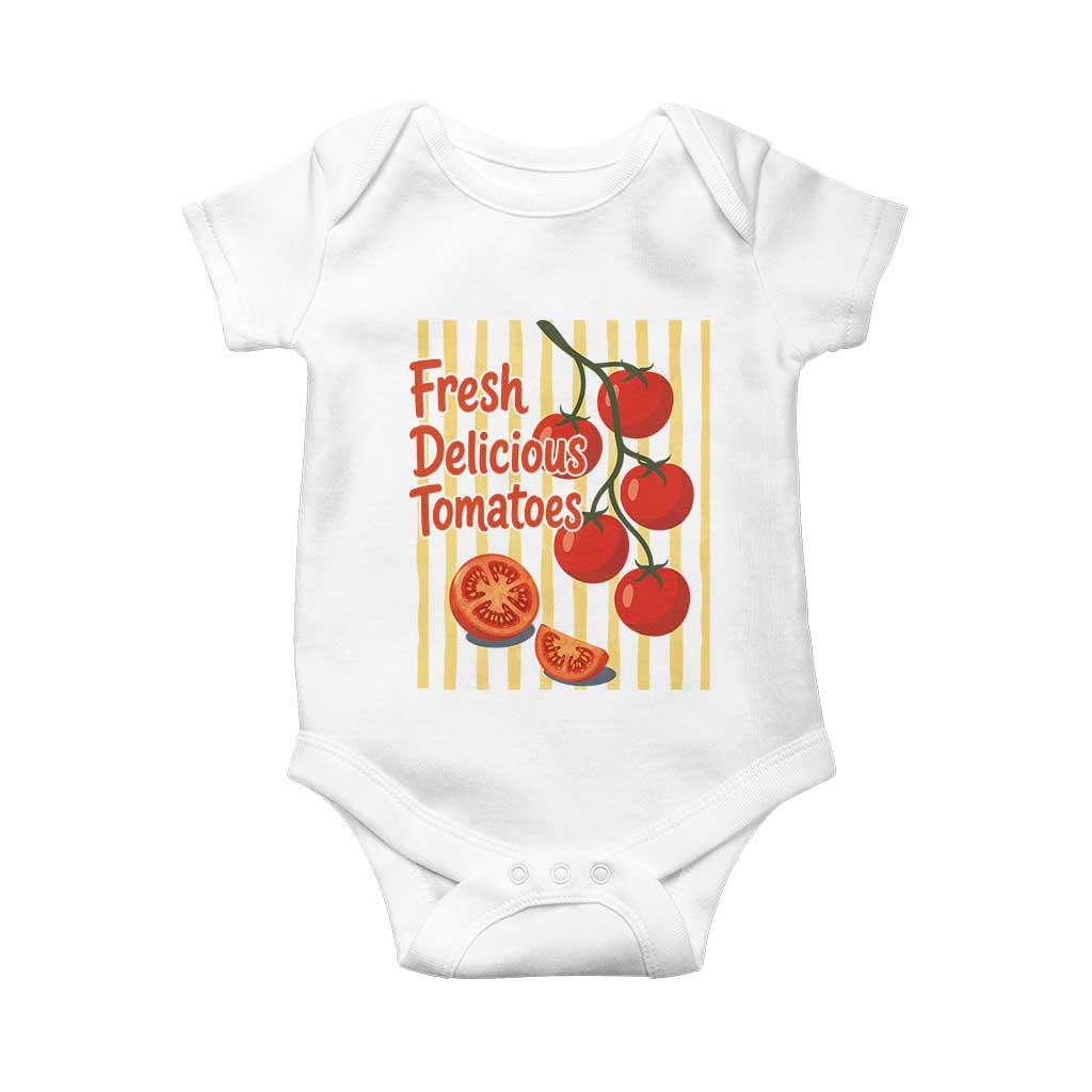 Subtle FDT Baby Onesie Fresh Delicious Tomatoes Striped Retro Vintage 80s Subtle FDT TS10 White Print Your Wear